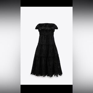 Zara NWT Embroidered Dress in Black